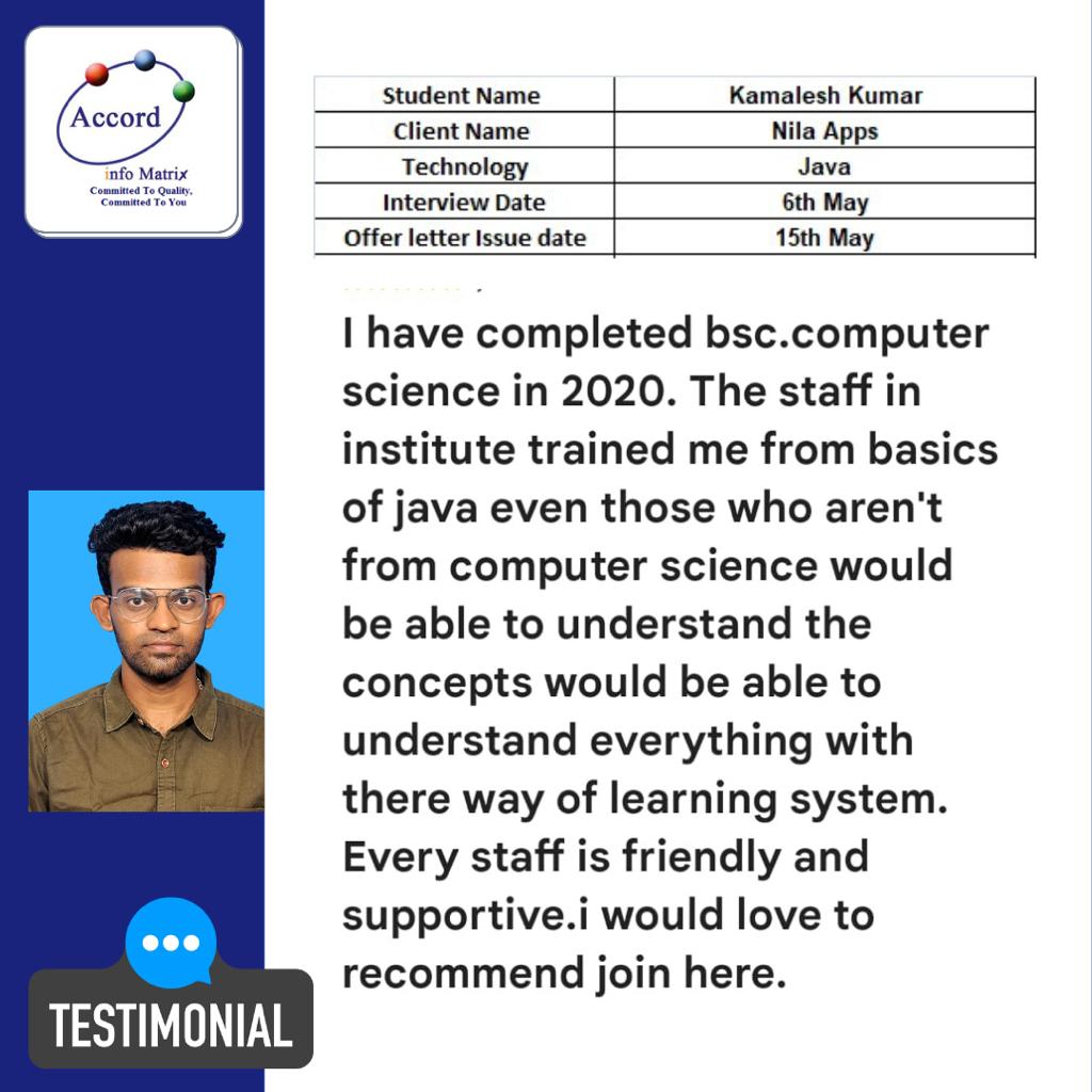 JAVA Student Testimonial